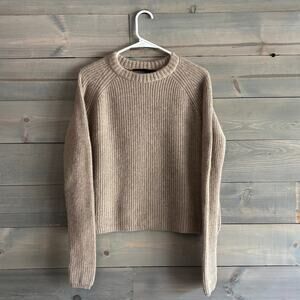 JENNI KAYNE | Cashmere Fisherman Sweater Undyed Stone Size Small